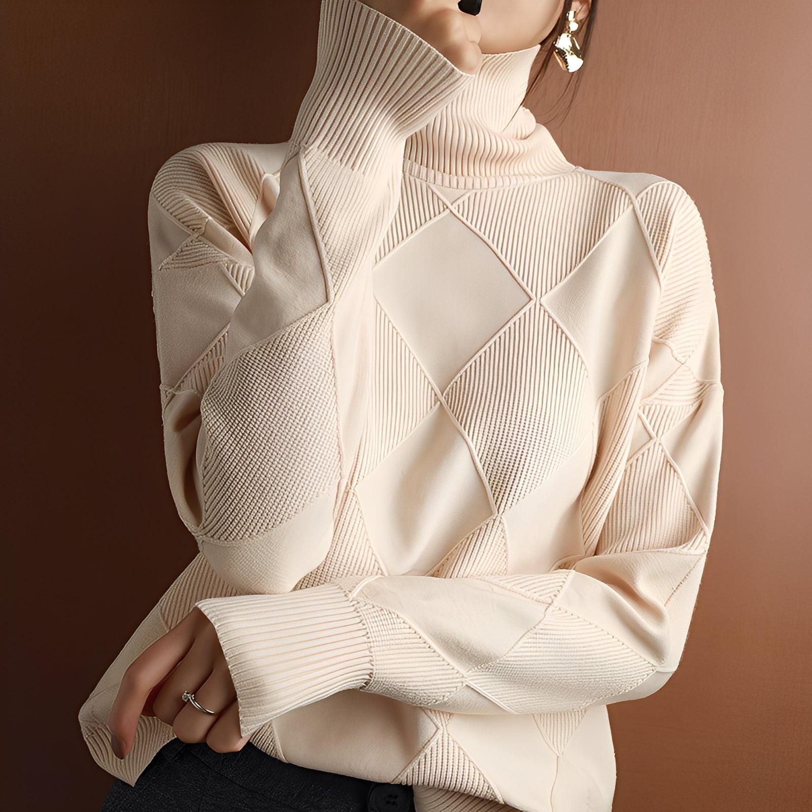 Lyndsea - Pull col roulé loose pour femmes