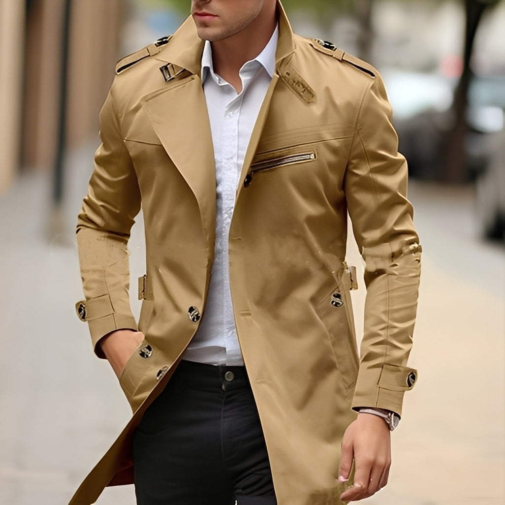 Derrick - Trench-coat élégant avec col à revers pour hommes