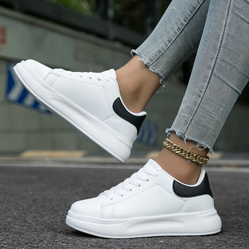 Techno - Baskets en cuir blanc pour femmes Look Propre