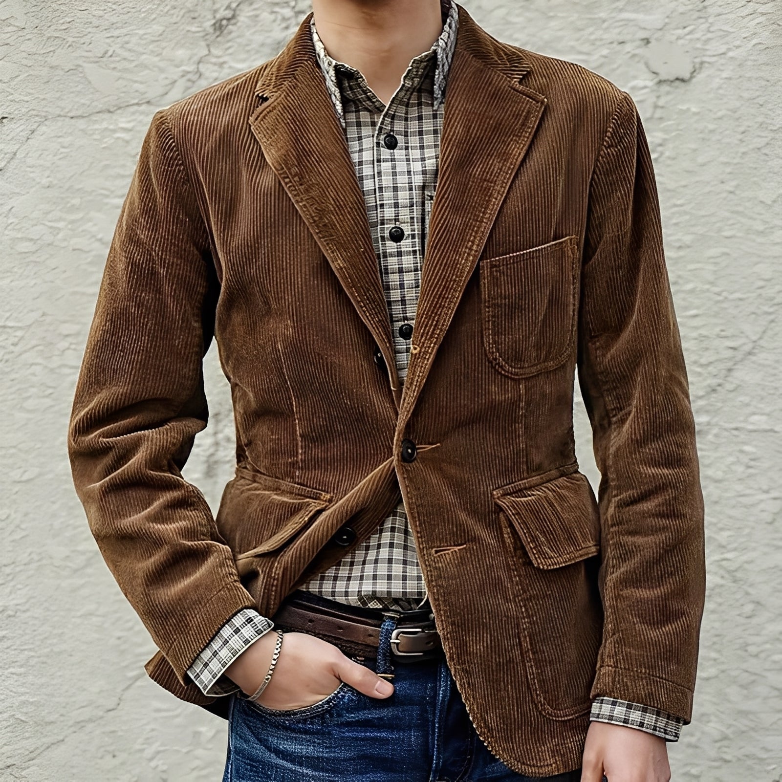 Dalton - Veste en laine décontractée avec poches pour hommes