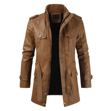 Garry - Long manteau en cuir velours pour hommes
