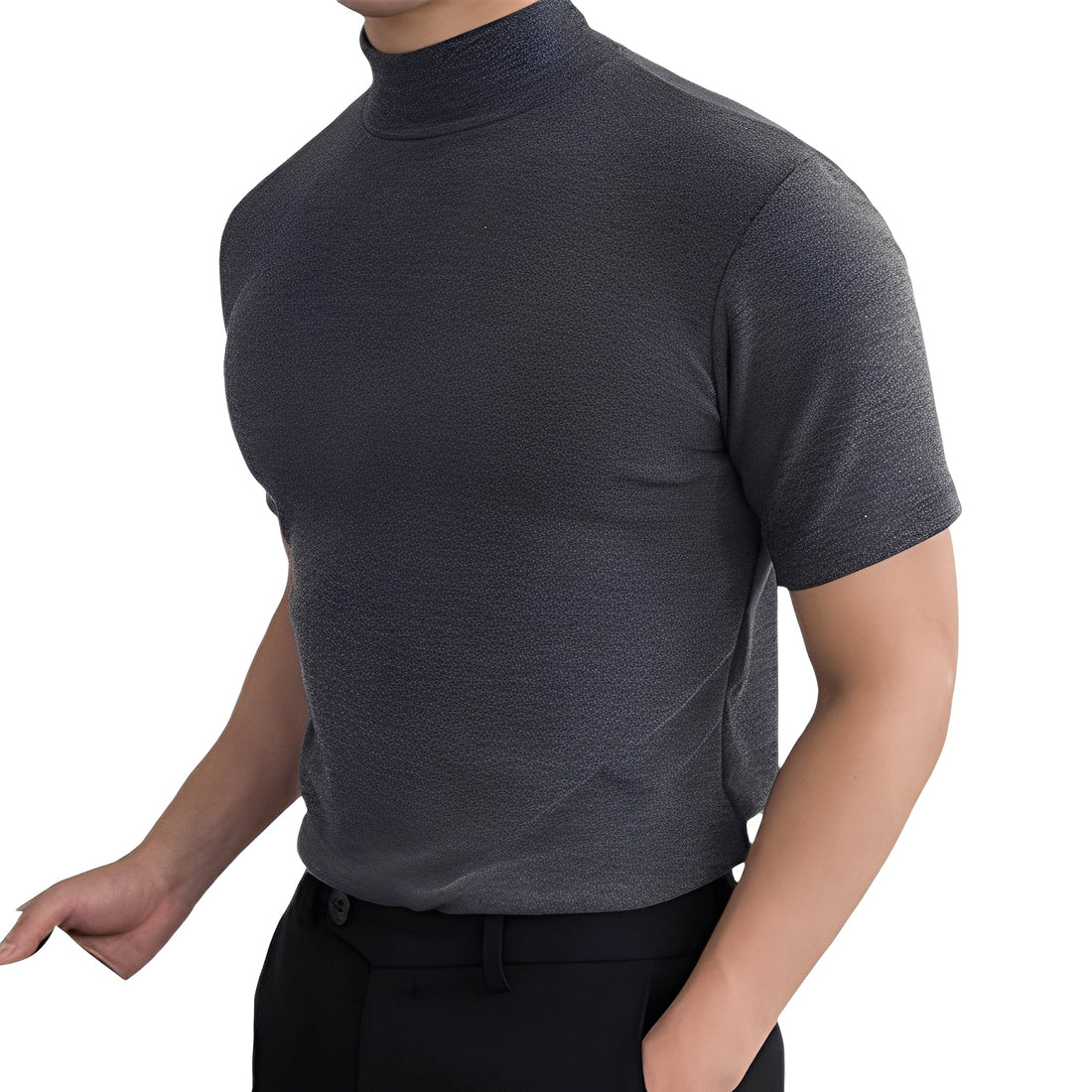 Terence - Chemise ajustée décontractée à col haut pour hommes