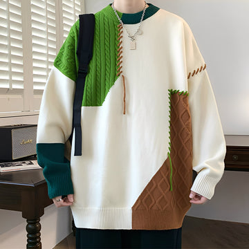 Curtis - Pull en polaire élégant avec design en bloc de couleur pour hommes