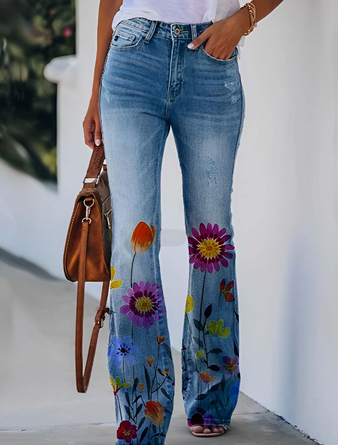 Glenna - Pantalon évasé estival à motif fleuri pour femmes