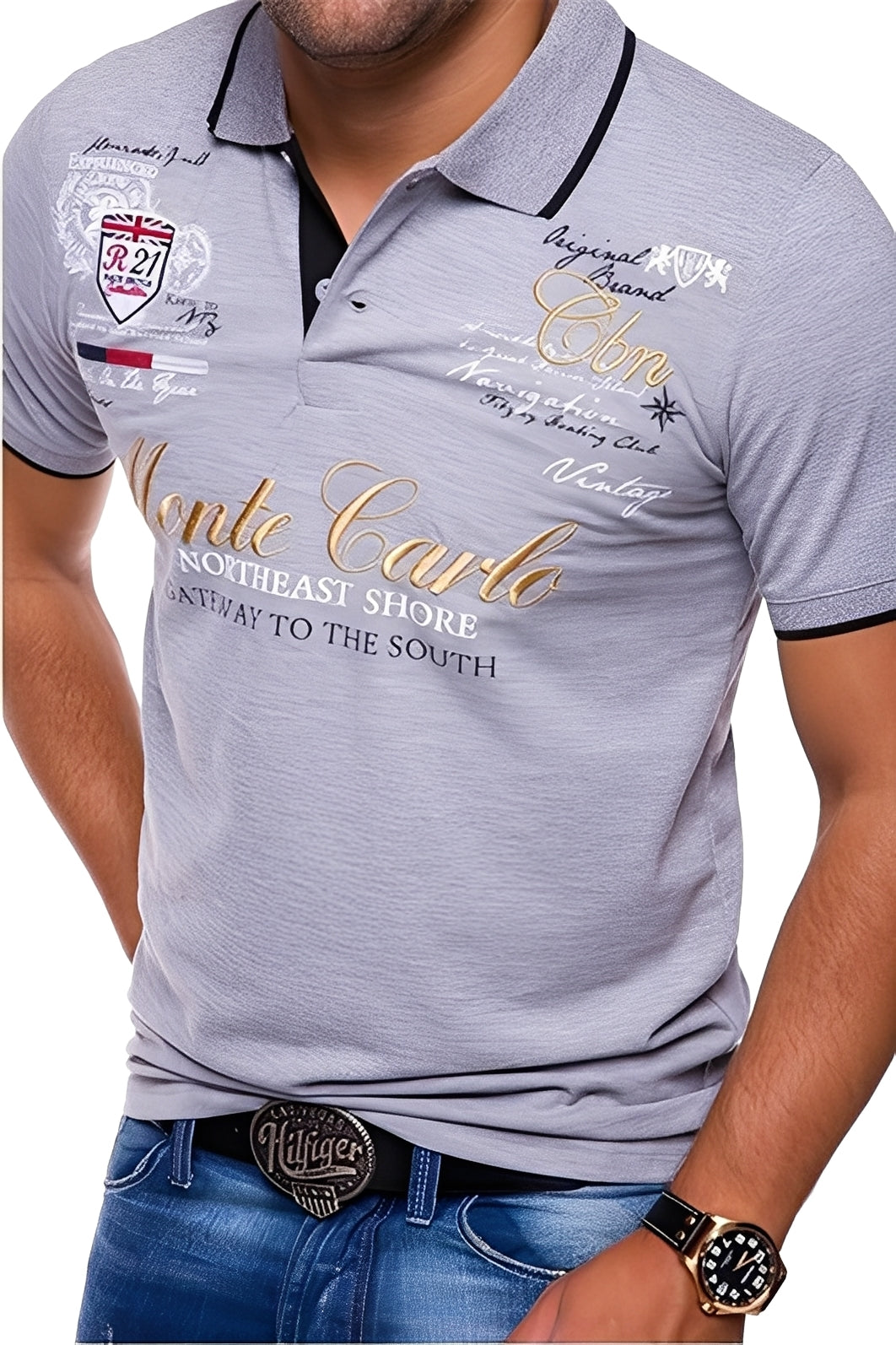 Brent - Poloshirt décontracté avec impression pour hommes