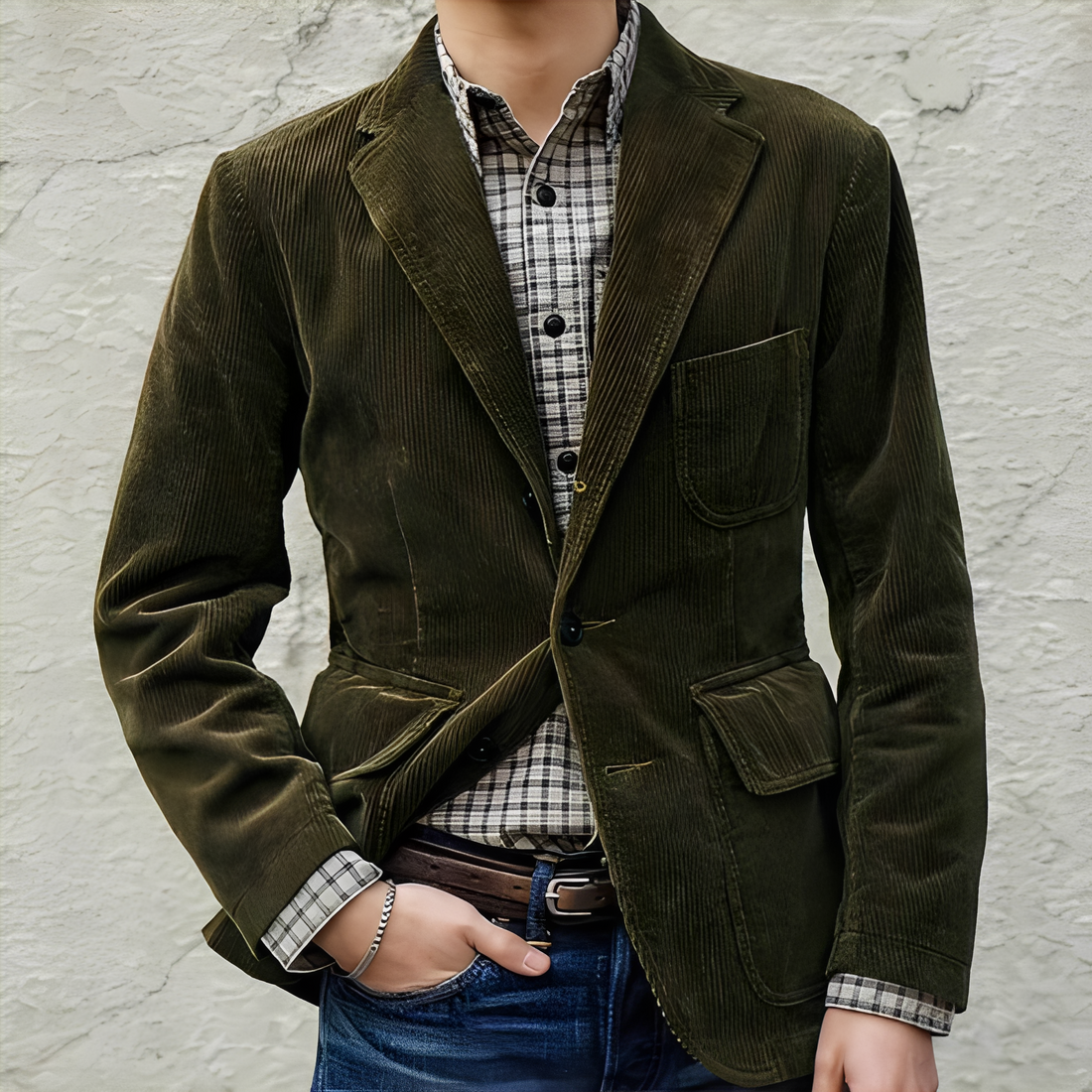 Dalton - Veste en laine décontractée avec poches pour hommes