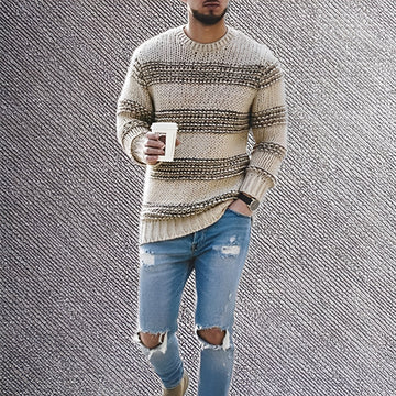 Richard - Pull en maille rayé chaud pour hommes