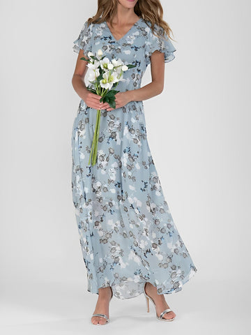 Giselle - Robe midi élégante à imprimé fleuri pour femmes