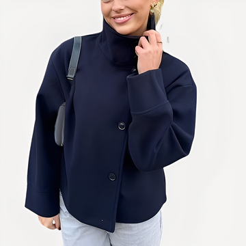 Carolyn - Élégant manteau en laine à boutonnage simple pour femmes