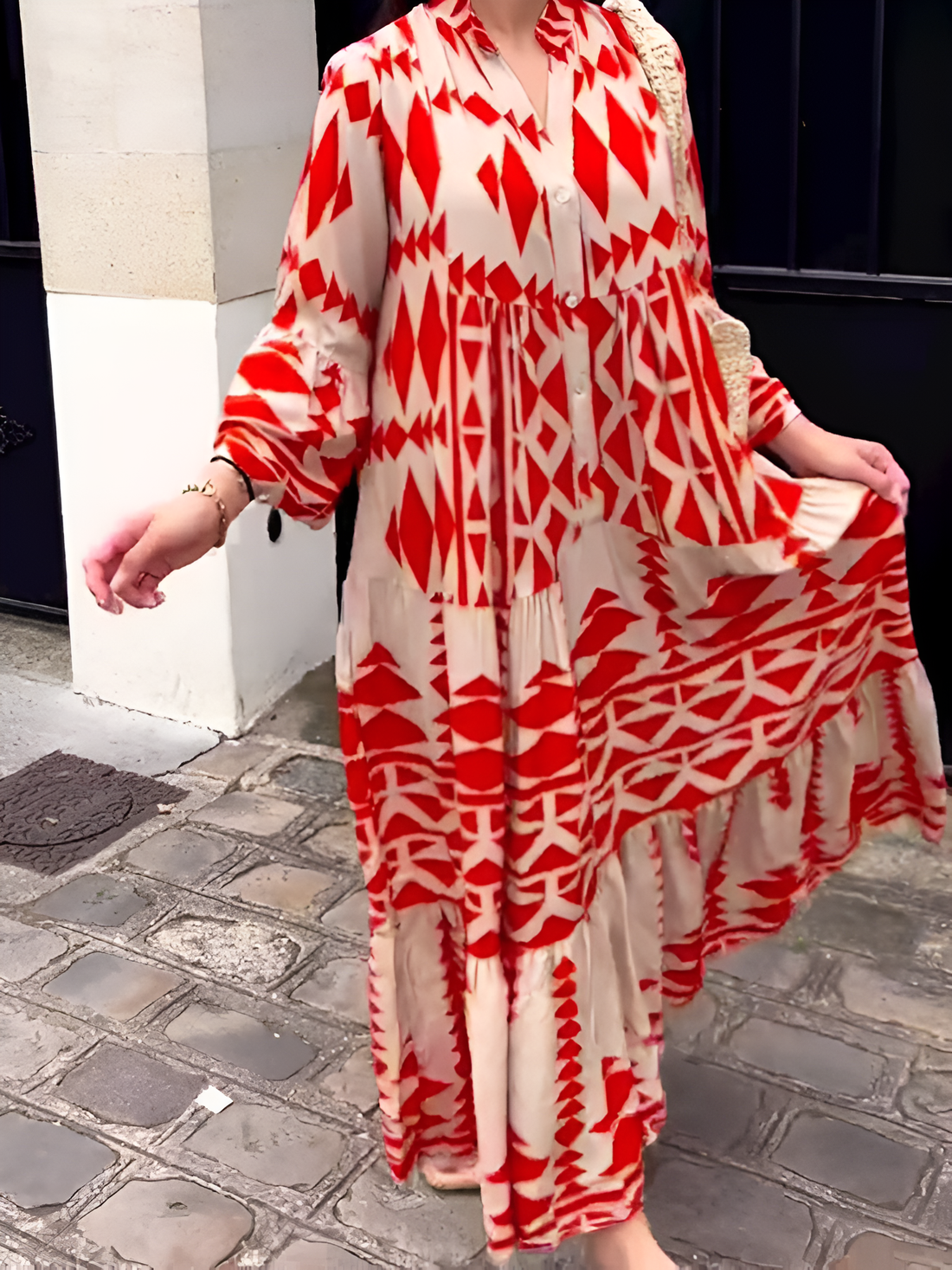Vallerie - Maxi-robe unique à imprimé avec boutons