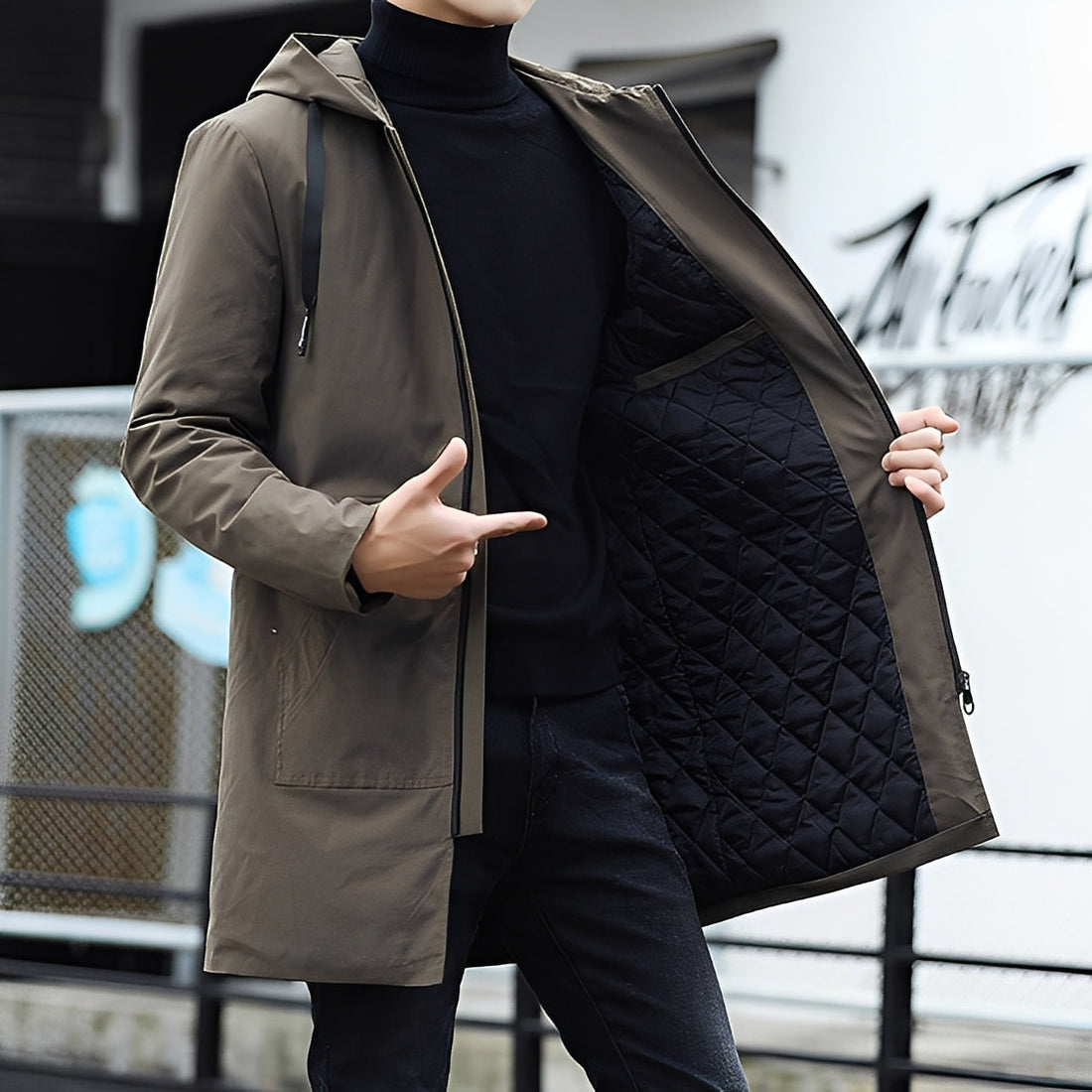Lucas - Veste épaisse, imperméable à capuche pour hommes