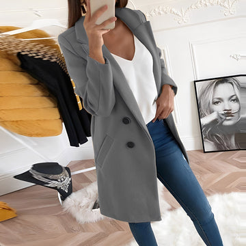Tiffani - Élégant long manteau en laine pour femmes
