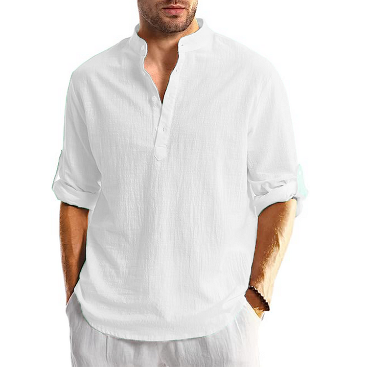 Bryson - Chemise décontractée à manches longues en lin pour homme