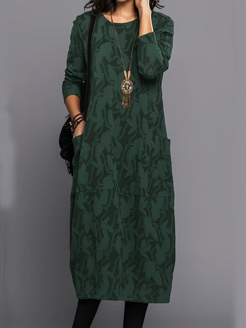 Kadence - Robe élégante à manches longues avec imprimé pour femmes