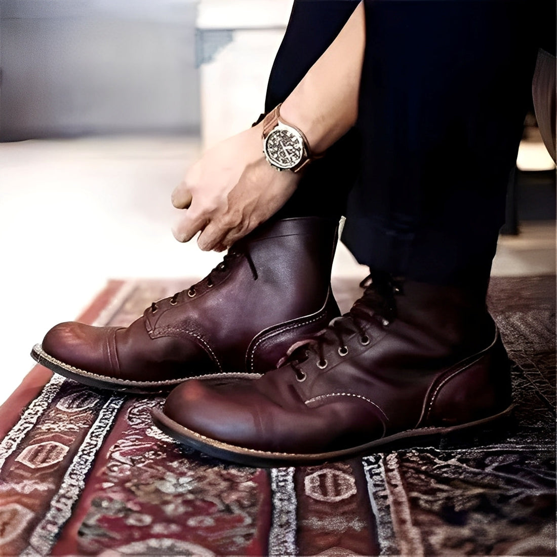 Garrick - Bottes en cuir rétro robustes pour hommes