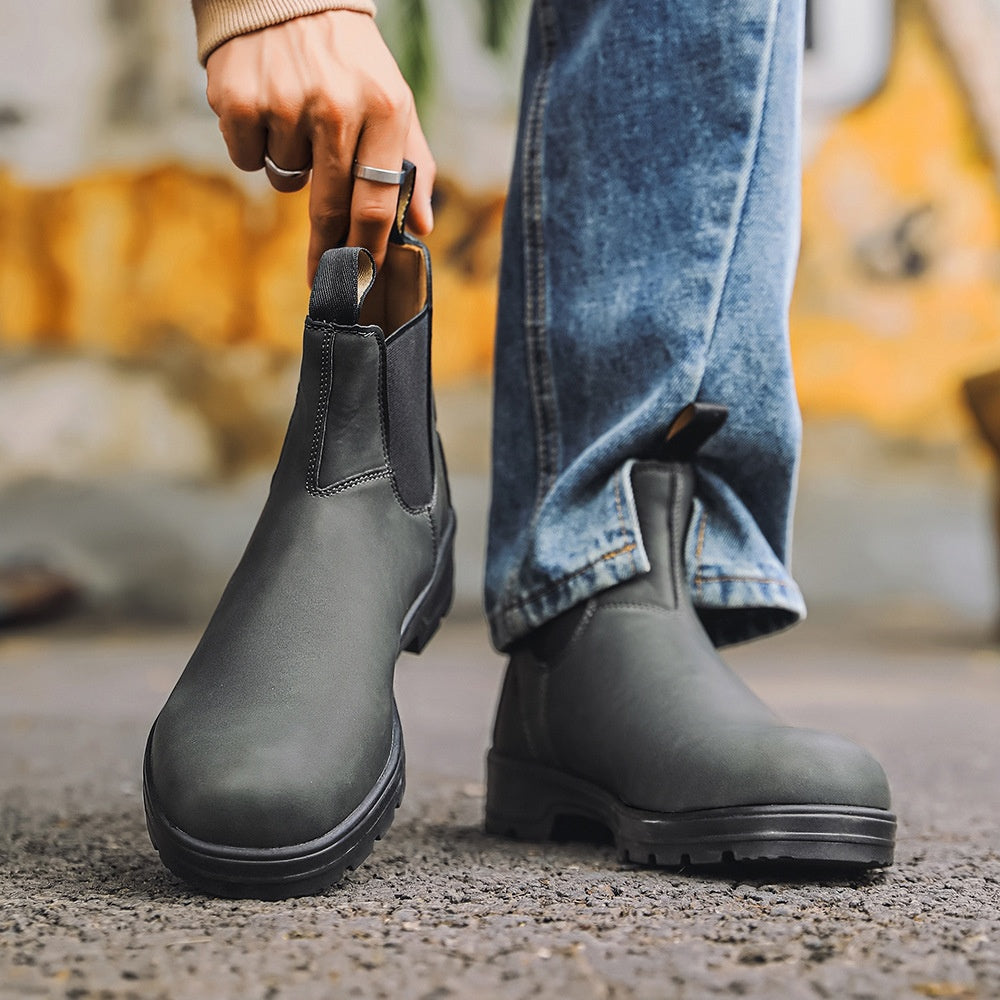 Gilbert - Élégantes bottes en cuir vintage pour hommes