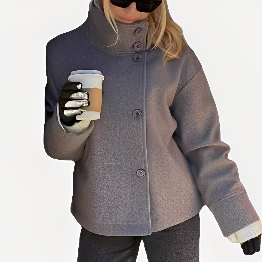 Carolyn - Élégant manteau en laine à boutonnage simple pour femmes