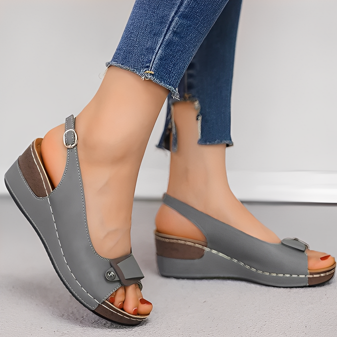 Neville - Sandales confortables à talon compensé pour femmes