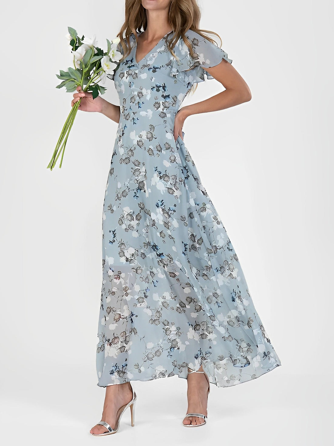 Giselle - Robe midi élégante à imprimé fleuri pour femmes