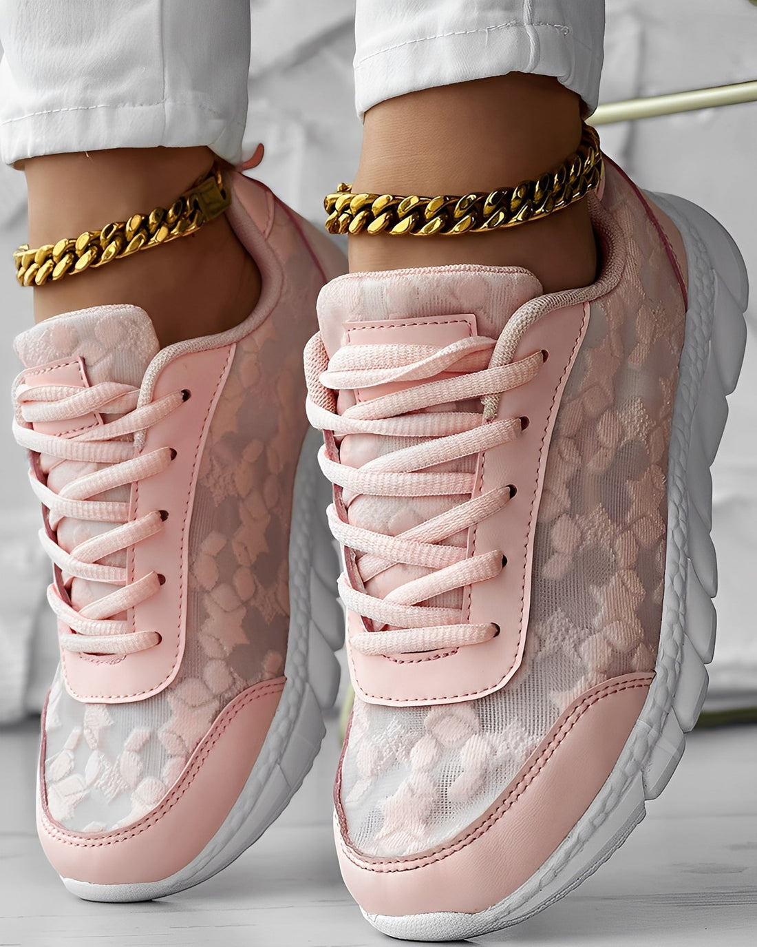 Elisabeth - Décontracté, respirant sneakers avec motif fleuri pour femmes