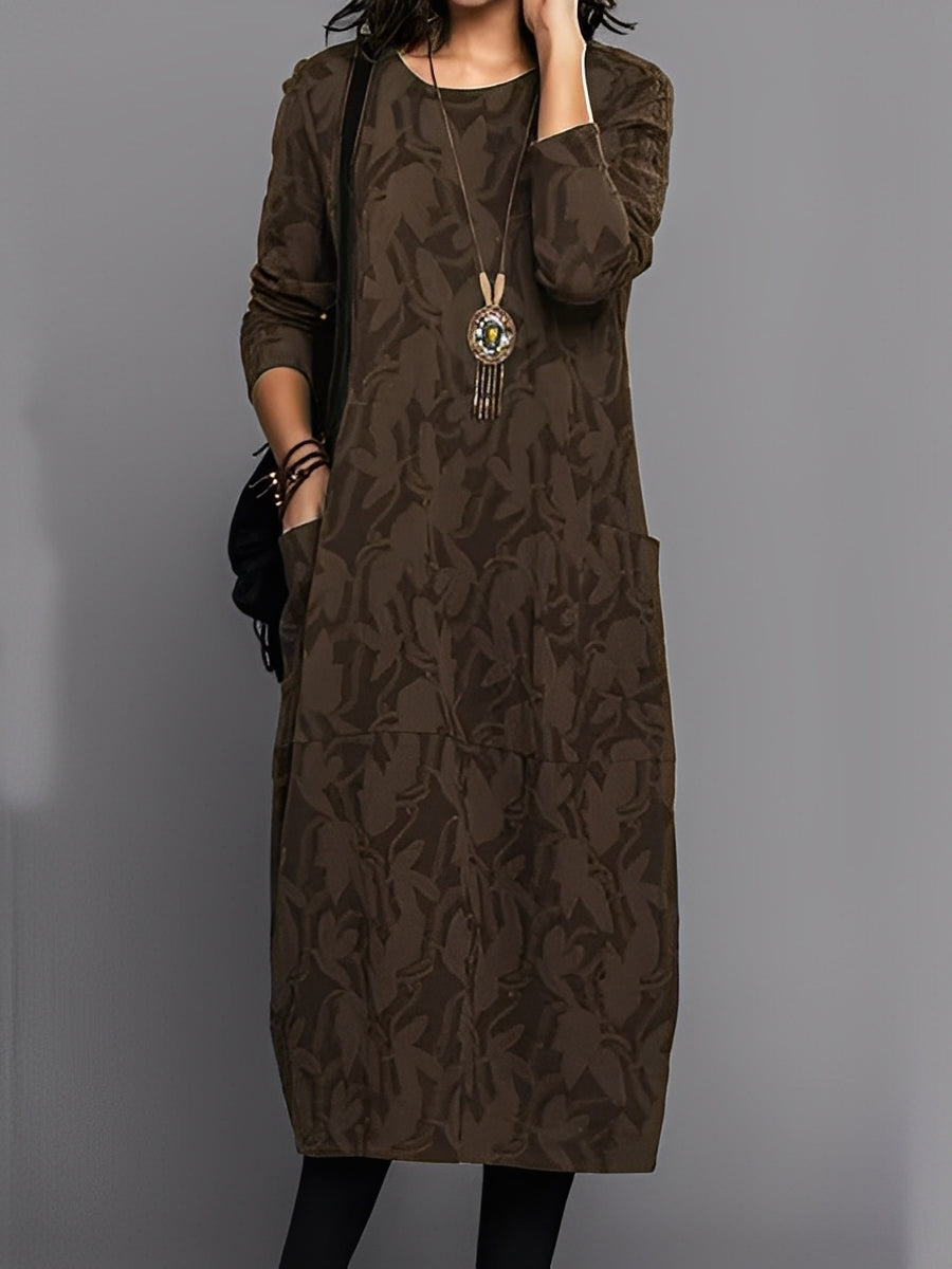 Kadence - Robe élégante à manches longues avec imprimé pour femmes