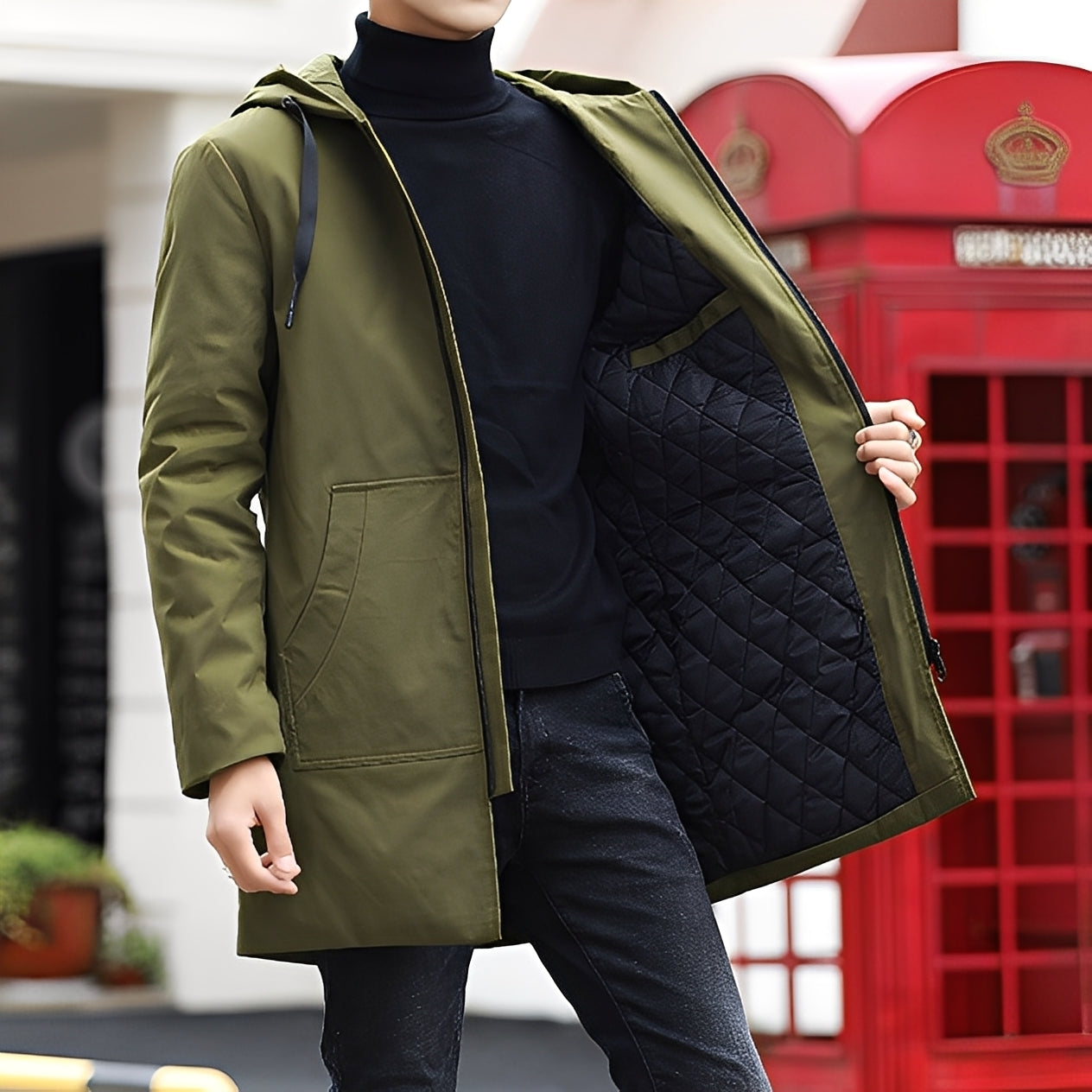 Lucas - Veste épaisse, imperméable à capuche pour hommes
