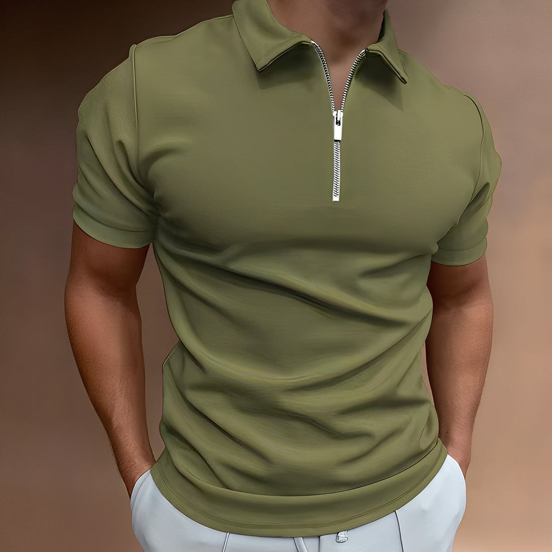Hubert - Polohemd stylé avec zip pour hommes