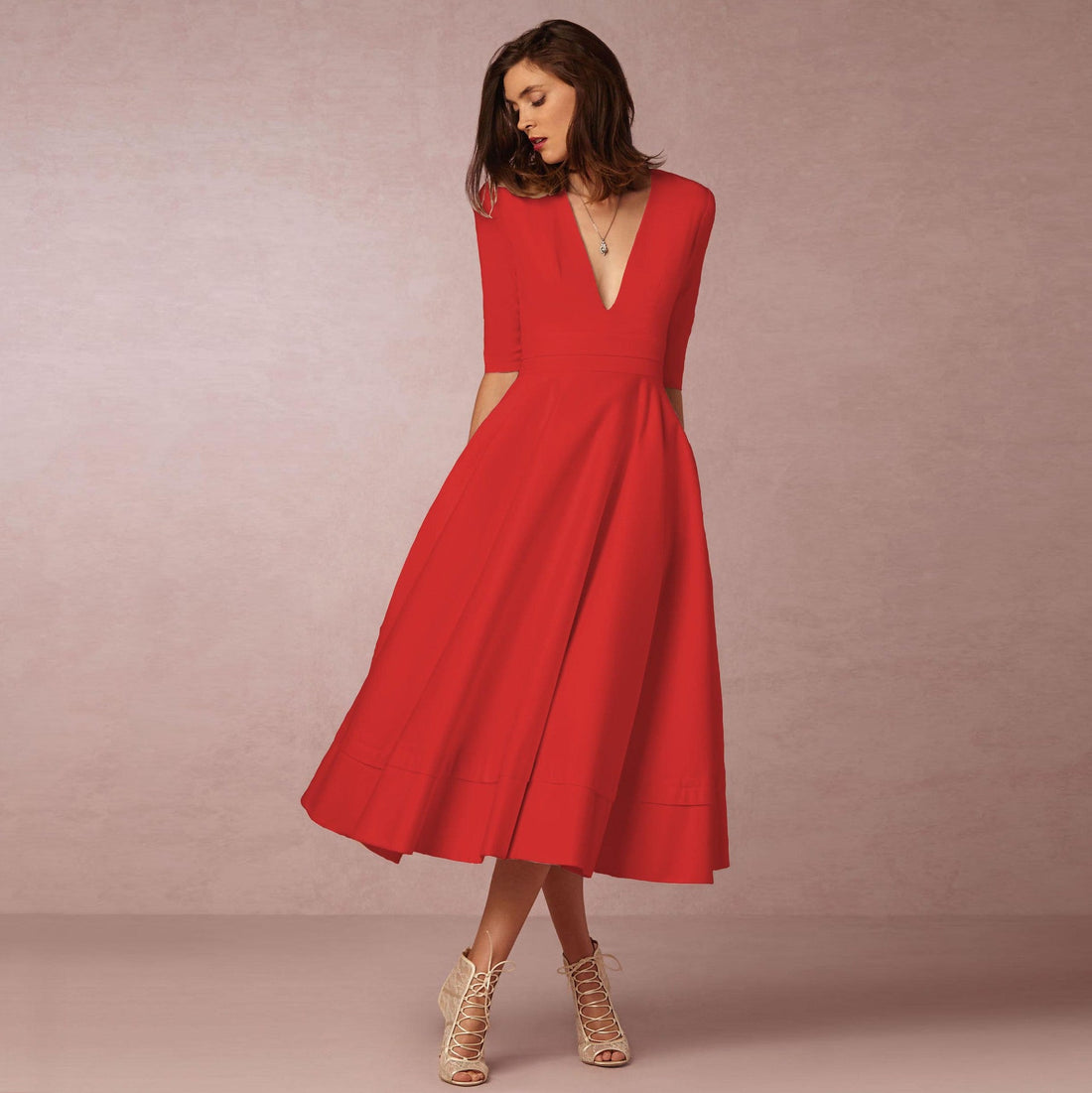 Sharise - Robe Décontractée avec Décolleté en V pour Femmes