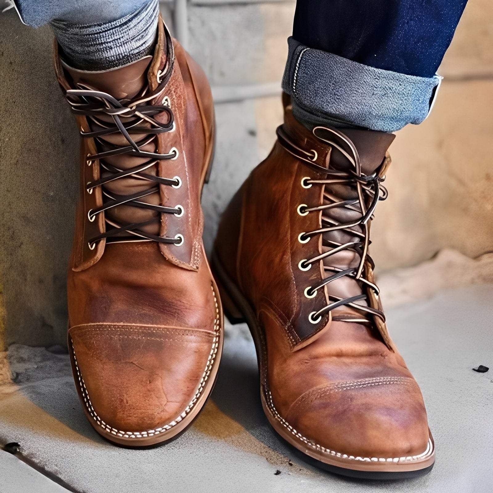 Garrick - Bottes en cuir rétro robustes pour hommes