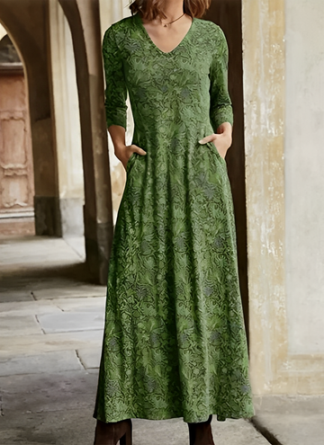 Bernadine - Robe longue à manches longues avec motif pour femmes