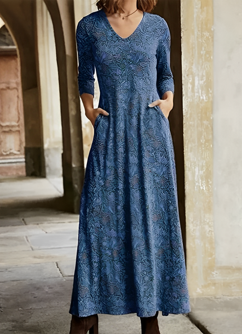 Adeline - Élégante robe longue au design rétro