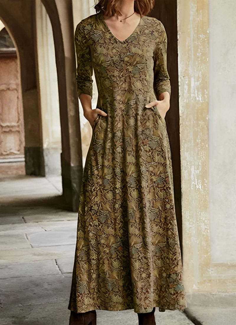 Bernadine - Robe longue à manches longues avec motif pour femmes