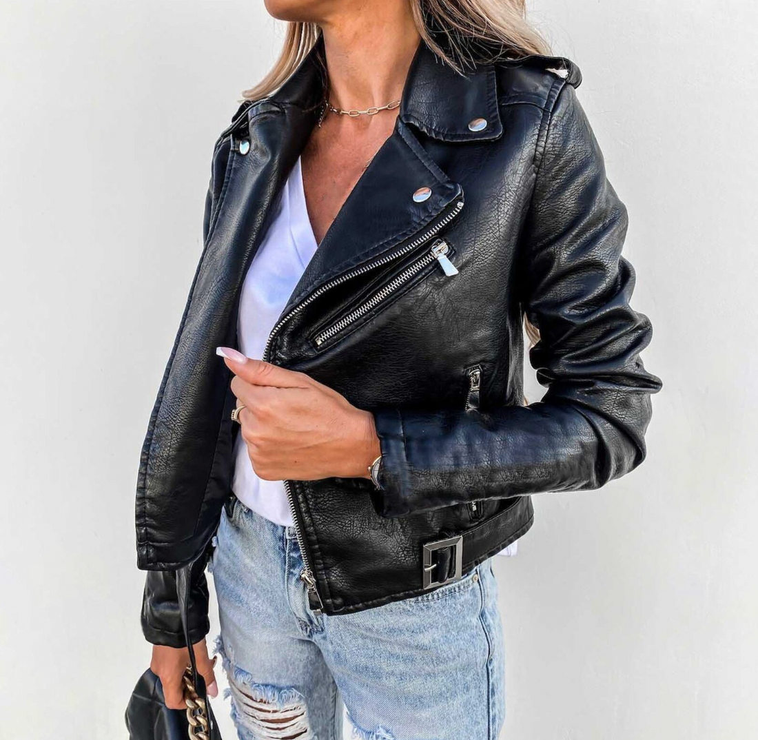 Ella - Veste en cuir élégante et intemporelle pour femme.