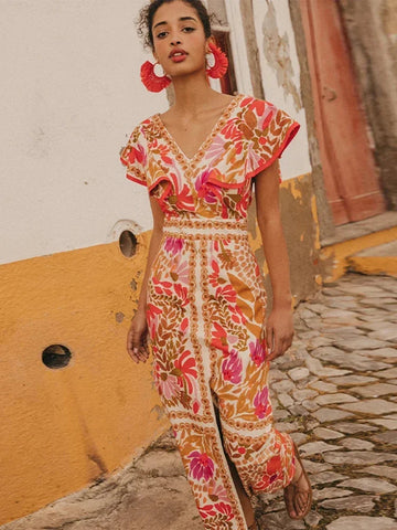 Dianarah- Élégante Robe Vintage à Manches Longues