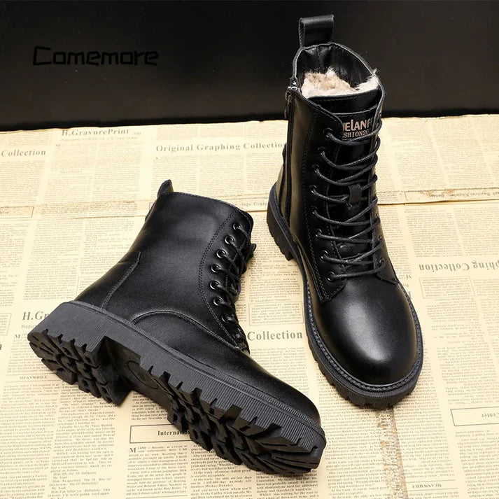 Delphine – Bottes d'hiver en cuir noir
