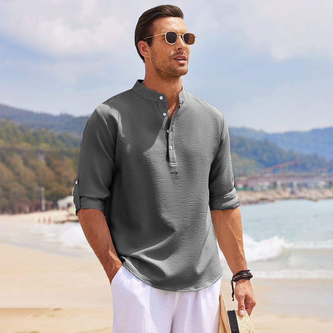Jerrold - Chemise d'été simple avec boutons pour hommes