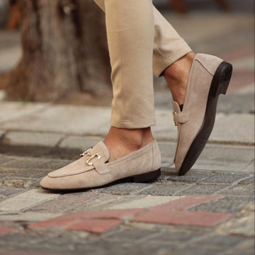 Rami - Hommes Mocassins en Daim avec Barre Métallique