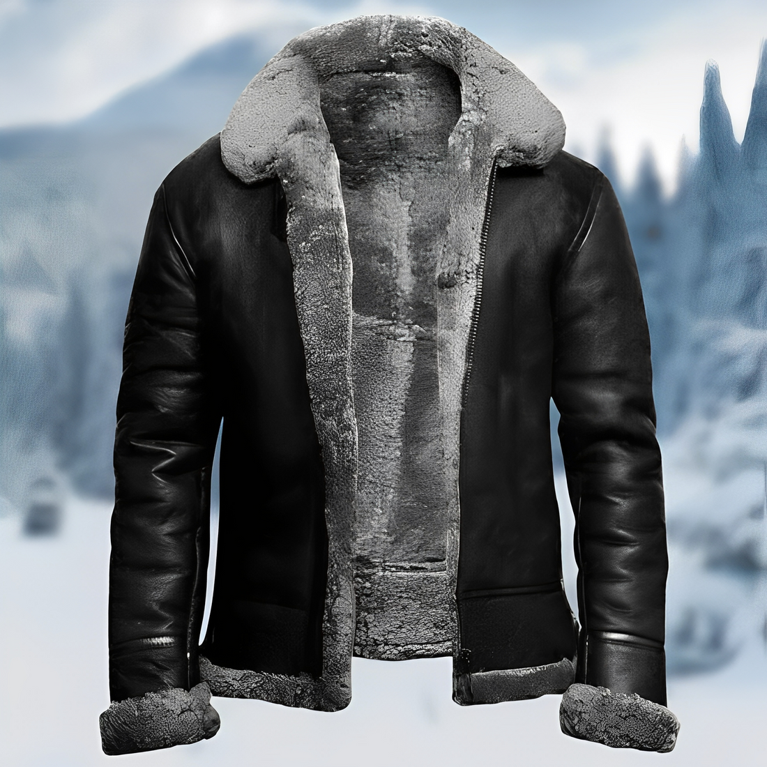 Jefferson - Veste en cuir robuste avec col à revers pour hommes