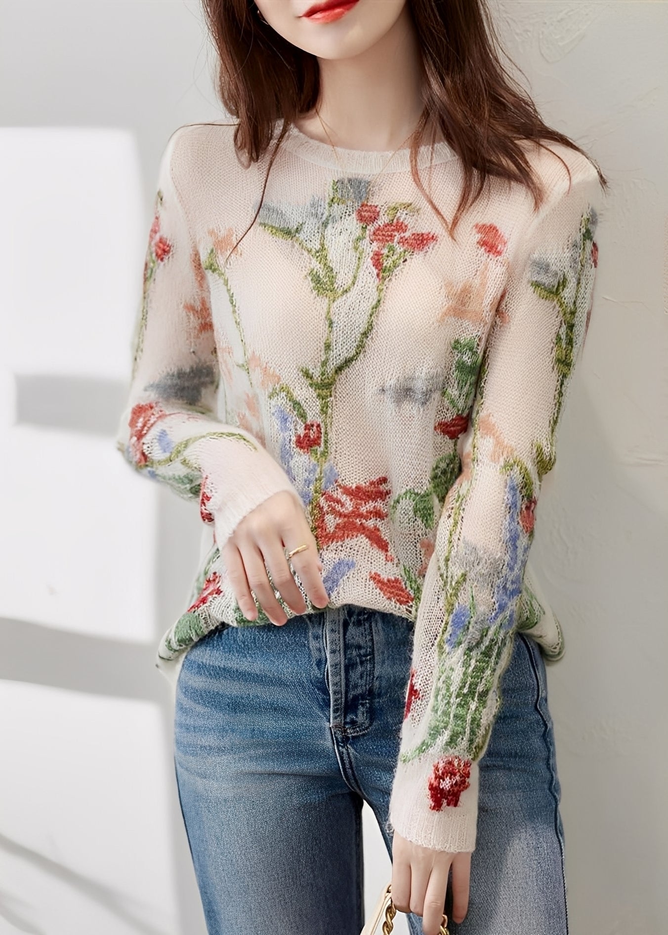 Gisselle - Pull en maille élégant avec motif floral pour femmes
