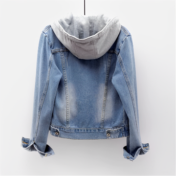 Adah - Veste en jean manches longues avec capuche amovible