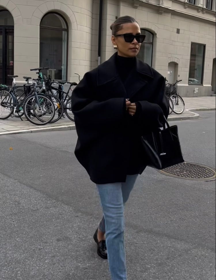 Elena – Manteau Oversize en Laine Mélangée Double-Breasted