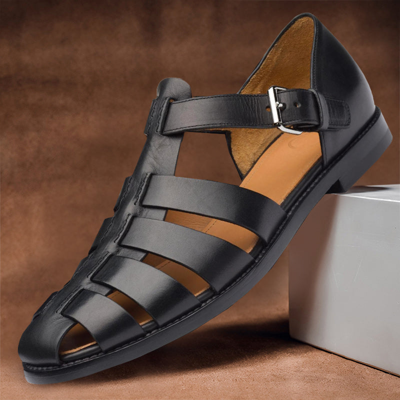 Zach - Sandales en cuir style d'été confortable