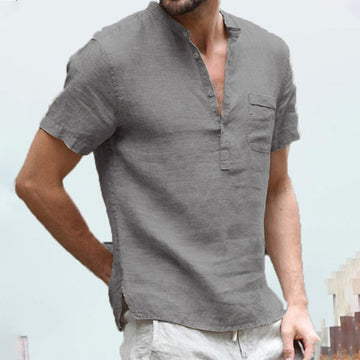 Korbin - Chemise en lin légère à manches courtes pour hommes