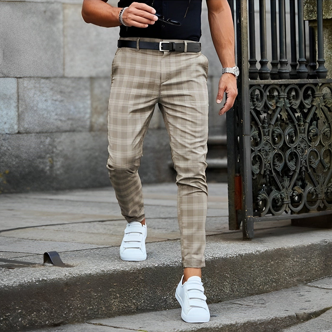 Jefferson - Chinos coupe ample à carreaux pour hommes