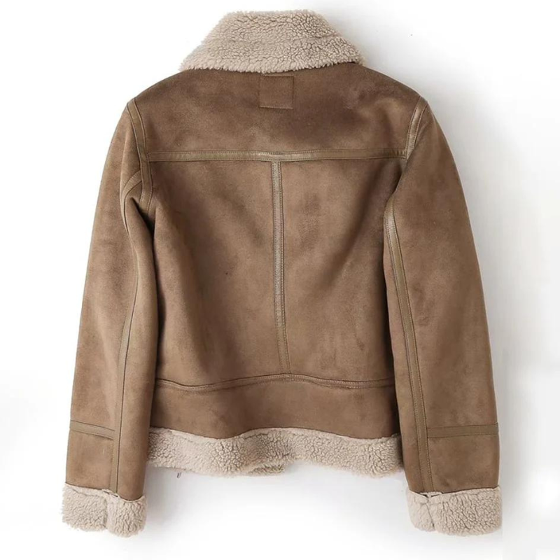 Macie – Veste en cuir avec doublure Sherpa