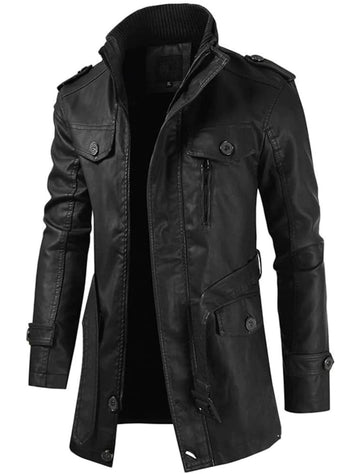 Brook - Robuste Longue Veste en Cuir Hommes
