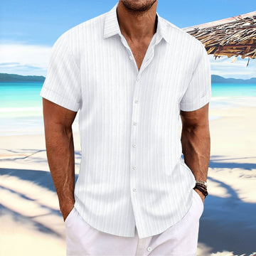 Bernard - Chemise rayée en coton et lin pour homme