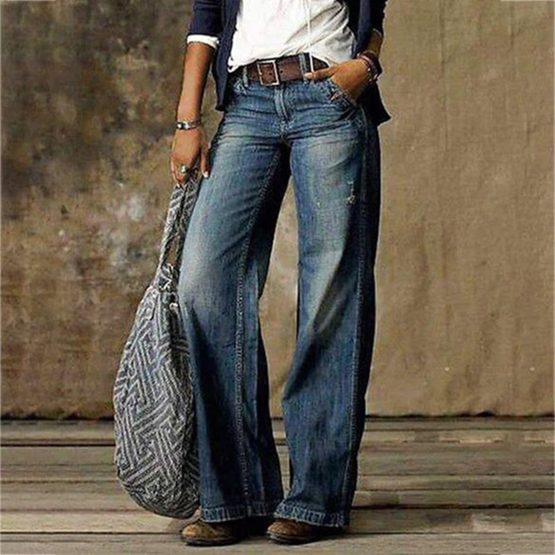 Loreth - Pantalon en tissu féminin avec jambe large