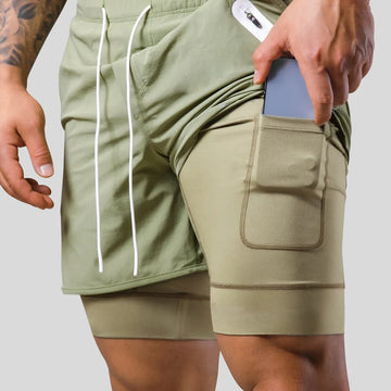 Keir - Hommes Pantalon d'Entraînement avec Shorts de Compression Intégrés