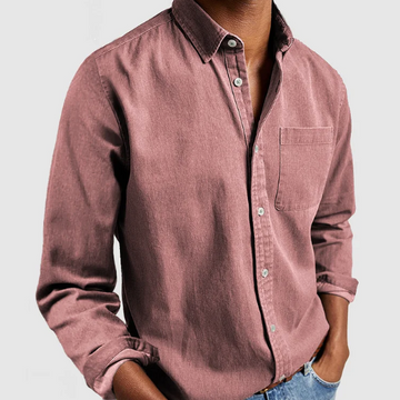 Evander - Hommes Chemise Décontractée en Jean, Mélange de Coton Doux
